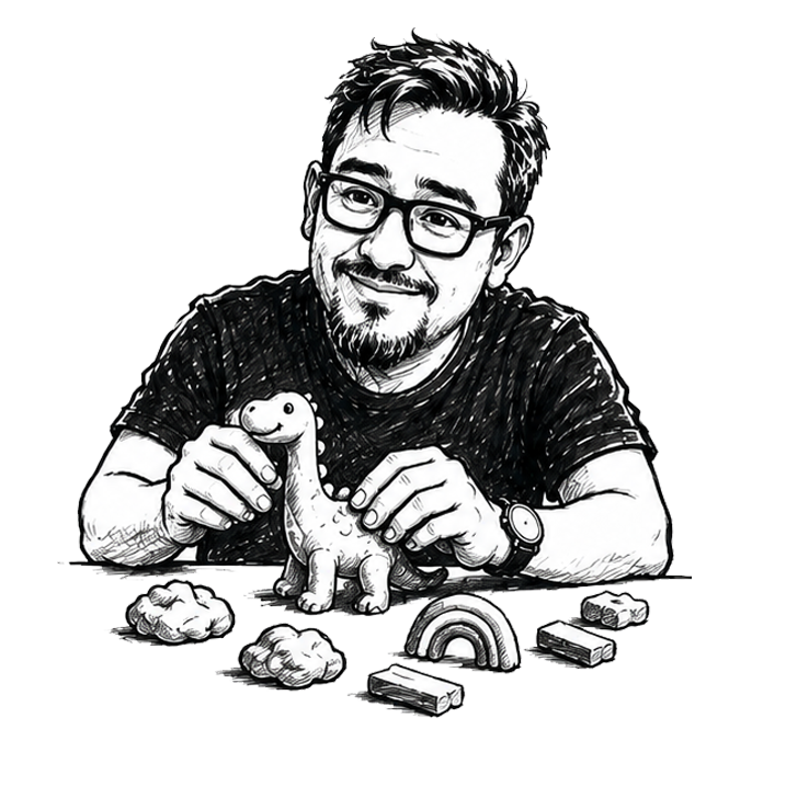 Ilustración de un creativo modelando figuras