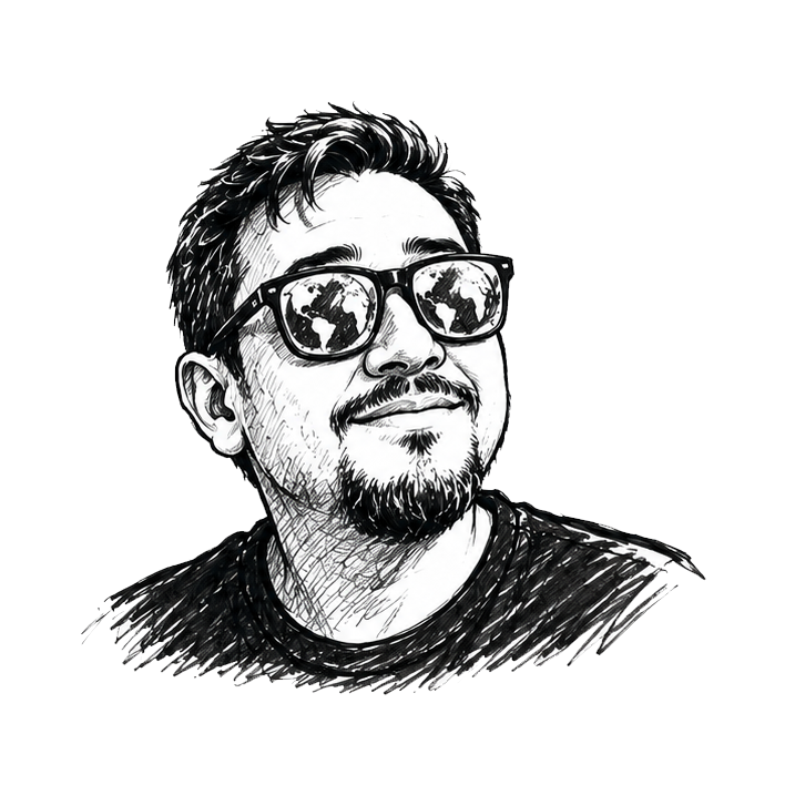 Retrato ilustrado en blanco y negro